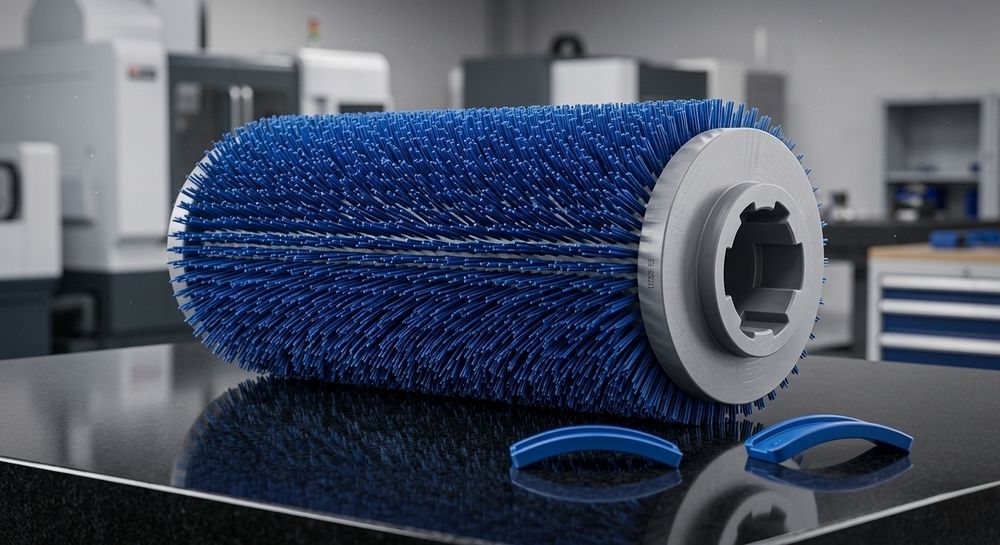 Blue cylindrical technical brush